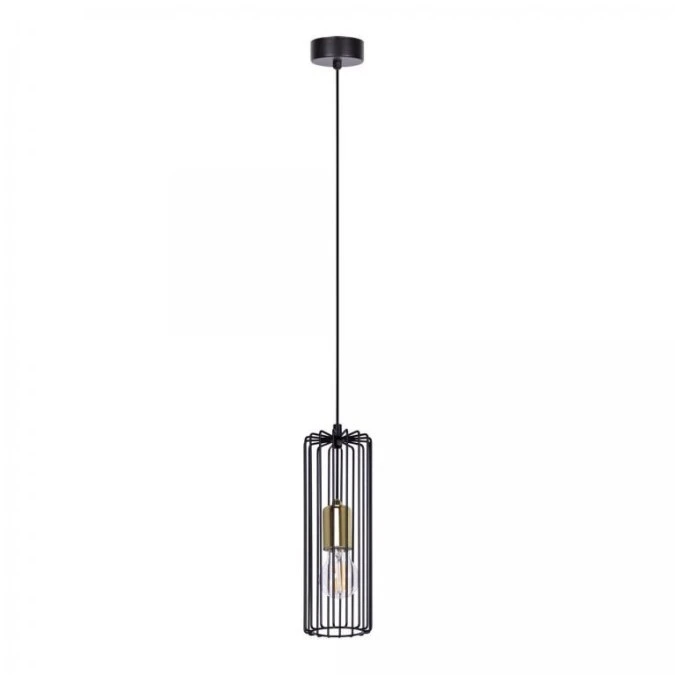 Lampa wisząca GABI, druciany klosz, czarno‑złota na E27 K‑4935 Kaja Lighting