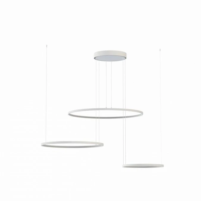 Lampa wisząca CIROCO biała trzy podwieszane pierścienie LED 3000K do salonu 11602 Nowodvorski