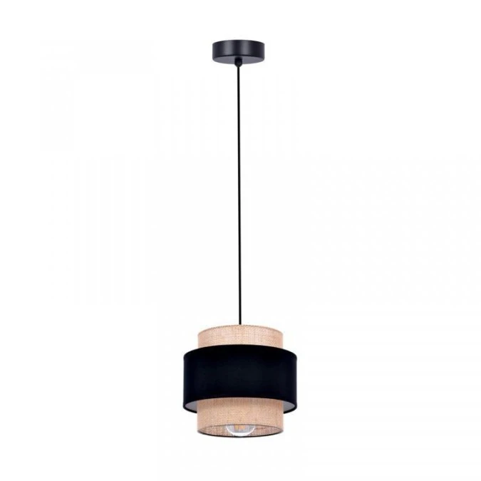 Lampa wisząca GATO na E27, czarno beżowy abażur K‑5230 Kaja Lighting