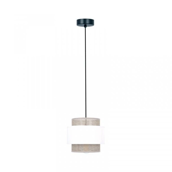 Lampa wisząca CEZAR na E27, podwójny biało‑beżowy abażur K‑5270 Kaja Lighting