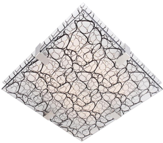 Plafon biało-czarny kwadratowy 40cm FIERA 3xE27x40W IP20 Candellux 878507