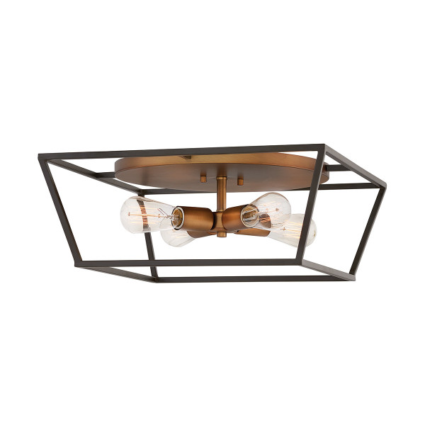 Plafon brązowo-mosiężny prostokątny 45,7cm Fulton 4xE27x60W IP20 Hinkley 883520