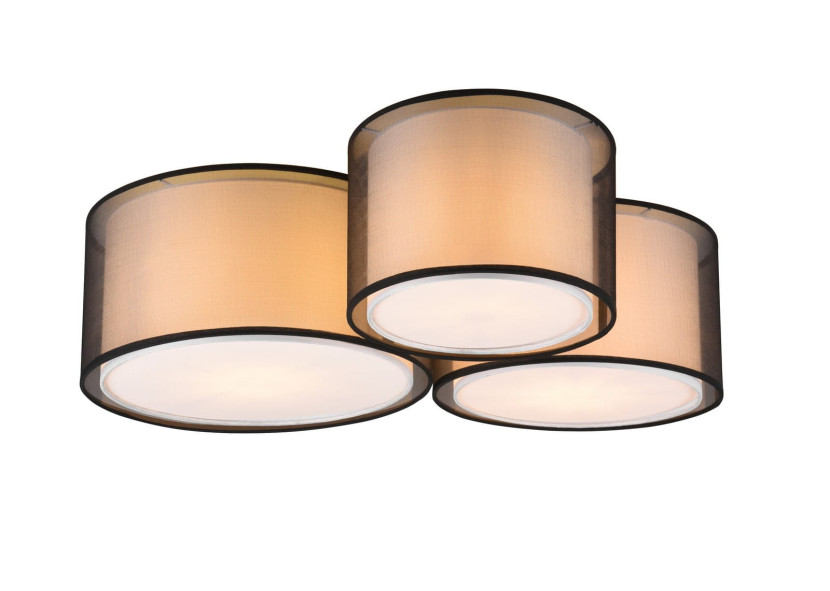 Plafon czarno-biały okrągły 65cm BURTON 3xE27x40W IP20 Trio 881233