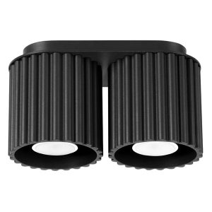 Plafon dwupunktowy AURA 2 czarny GU10 ryflowany 764930