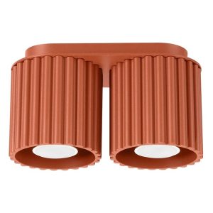 Plafon dwupunktowy AURA 2 ochra czerwona GU10 ryflowany 764940