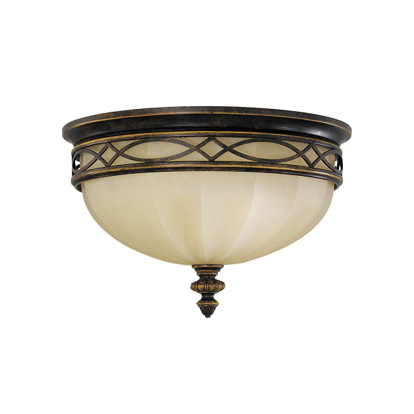 Plafon orzech-ecru okrągły 35,6cm Drawing Room 3xE27x60W IP20 Feiss 881321