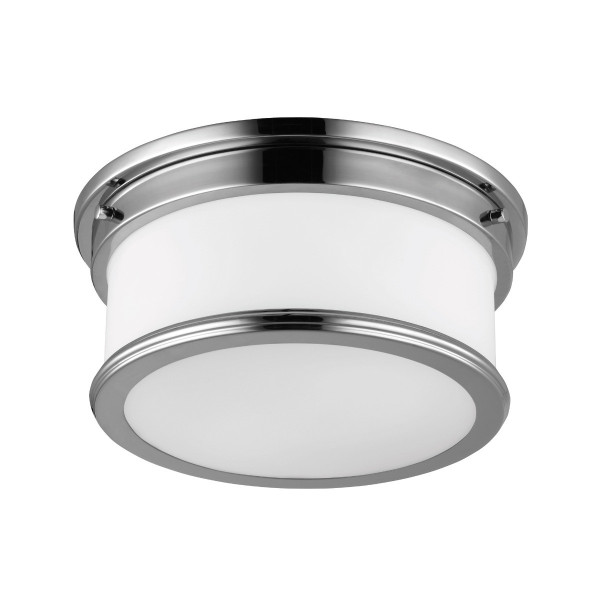 Plafon polerowany chrom-biały okrągły 31,9cm Payne 2xE27x60W IP44 Feiss 883870