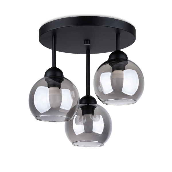 Plafon ROVANO czarny-dymiony 3xE27x15W wym:35x35x35cm IP20 Pure Lume 1018562