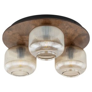 Plafon Salvia Tk-Lighting Ryflowane Koniakowe Klosze Na Drewnie Koło 3Xe14 994254 Plafon Salvia Tk-Lighting Ryflowane Koniakowe Klosze Na Drewnie Koło 3Xe14 994254