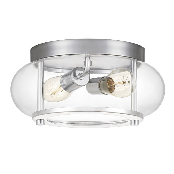 Plafon srebrny okrągły 30,5cm Trilogy 2xE27x40W IP44 Quoizel 880991