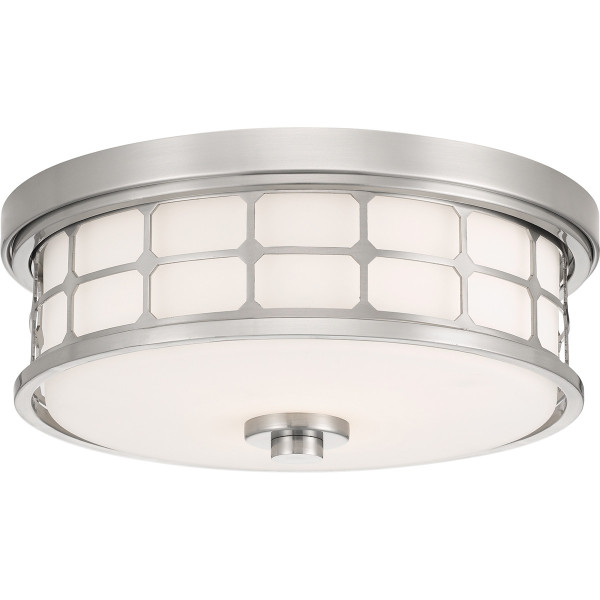 Plafon srebrny okrągły 34,5cm Guardian 2xE27x40W IP44 Quoizel 881106