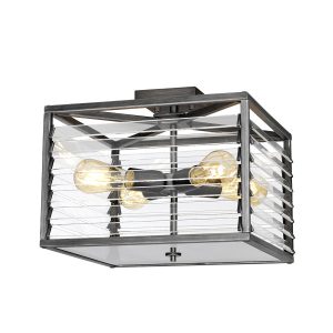 Plafon szaro-przezroczysty kwadratowy 39,2cm Louvre 4xE27x60W IP20 Elstead 883521 Plafon szaro-przezroczysty kwadratowy 39,2cm Louvre 4xE27x60W IP20 Elstead 883521