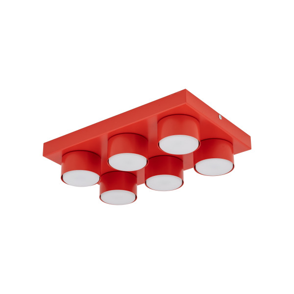 Plafon Tk-Lighting Brix Czerwona Lampa Sufitowa 6Xgx53 8W 3000K 964101