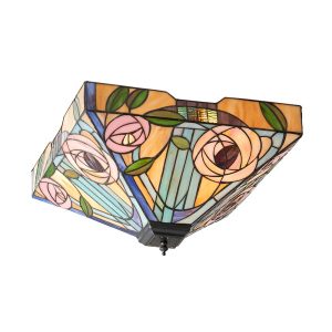 Plafon WILLOW róże brązowy 2xE27x20W wym:23,5×42,5×42,5cm IP20 Tiffany 1018546