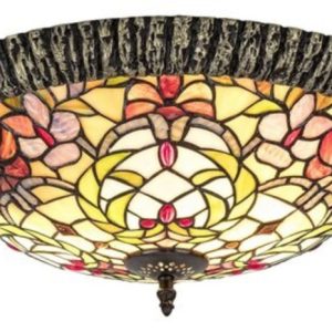 Plafon witrażowy brązowy okrągły 44cm Mirella 2xE27x60W IP20 Rabalux 881348