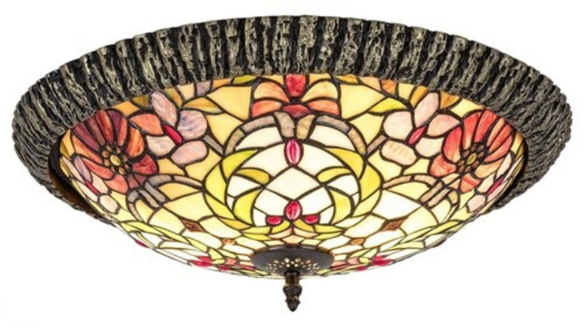 Plafon witrażowy brązowy okrągły 44cm Mirella 2xE27x60W IP20 Rabalux 881348
