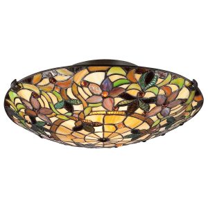 Plafon witrażowy multikolor okrągły 42,1cm Kami 2xE27x60W IP20 Quoizel 881238