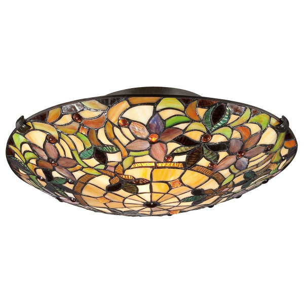 Plafon witrażowy multikolor okrągły 42,1cm Kami 2xE27x60W IP20 Quoizel 881238