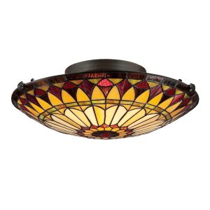 Plafon witrażowy multikolor okrągły 42cm West End 2xE27x60W IP20 Quoizel 881244