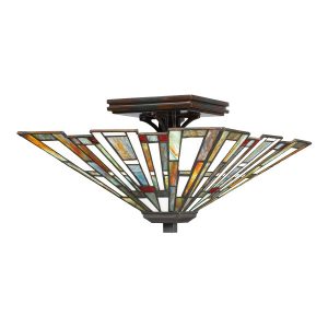 Plafon witrażowy multikolor piramida 36,7cm Maybeck 2xE27x60W IP20 Quoizel 881135