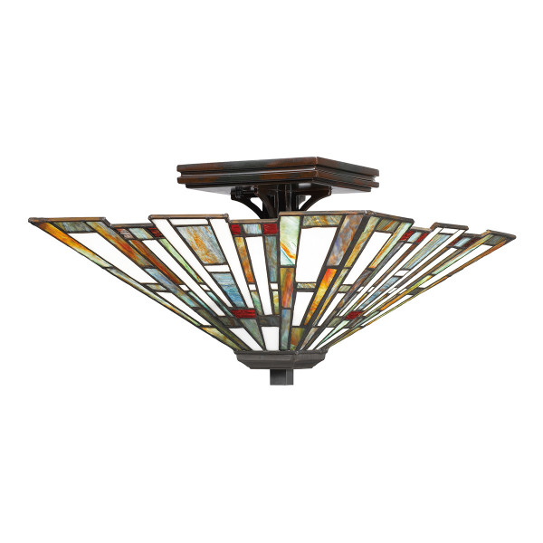 Plafon witrażowy multikolor piramida 36,7cm Maybeck 2xE27x60W IP20 Quoizel 881135
