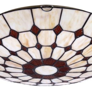Plafon witrażowy Tiffany brązowy okrągły 40cm Marvel 2xE27x60W IP20 Rabalux 881339