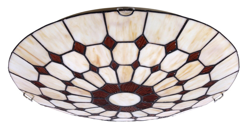 Plafon witrażowy Tiffany brązowy okrągły 40cm Marvel 2xE27x60W IP20 Rabalux 881339