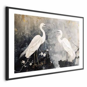 Plakat Czaple i kwiat wiśni 30×21 cm 579253 Plakat Czaple i kwiat wiśni 30×21 cm 579253