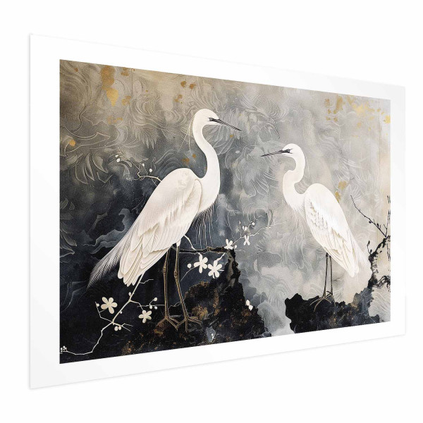 Plakat Czaple i kwiat wiśni 42x29,7 cm 583962