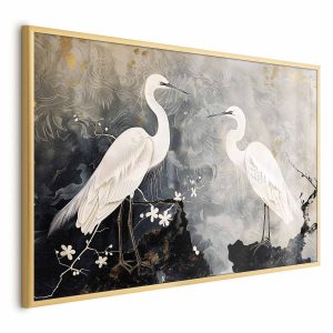 Plakat Czaple i kwiat wiśni 60×40 cm 586618 Plakat Czaple i kwiat wiśni 60×40 cm 586618