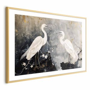 Plakat Czaple i kwiat wiśni 90×60 cm 586030 Plakat Czaple i kwiat wiśni 90×60 cm 586030
