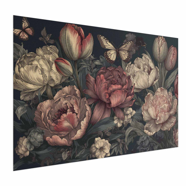 Plakat Kwiaty na turkusowym tle 30x21 cm 584408
