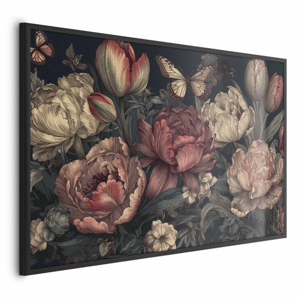 Plakat Kwiaty na turkusowym tle 30x21 cm 586673