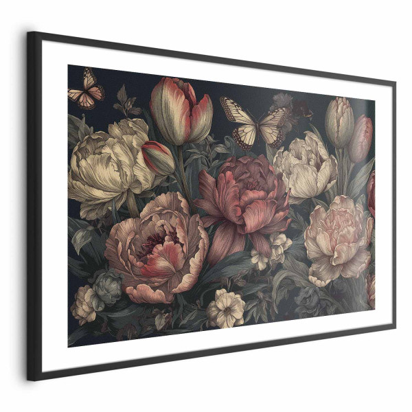 Plakat Kwiaty na turkusowym tle 42x29,7 cm 583741