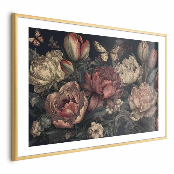 Plakat Kwiaty na turkusowym tle 42x29,7 cm 589577