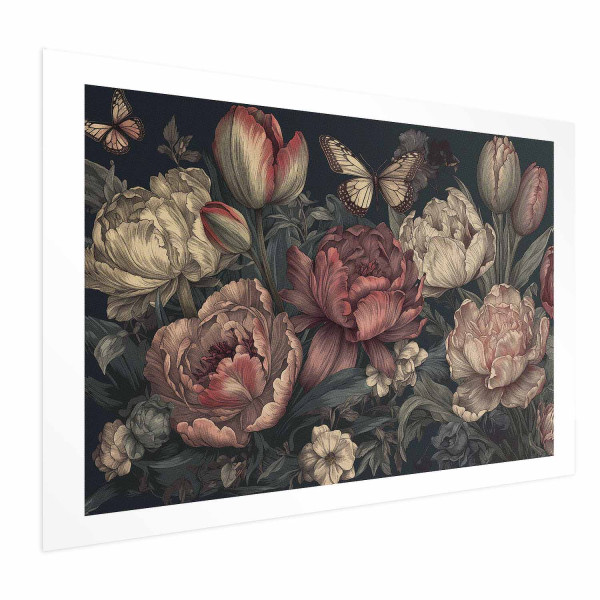 Plakat Kwiaty na turkusowym tle 60x40 cm 582414