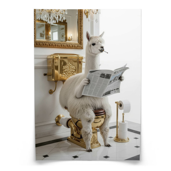 Plakat Lama z gazetą 20x30cm 991874