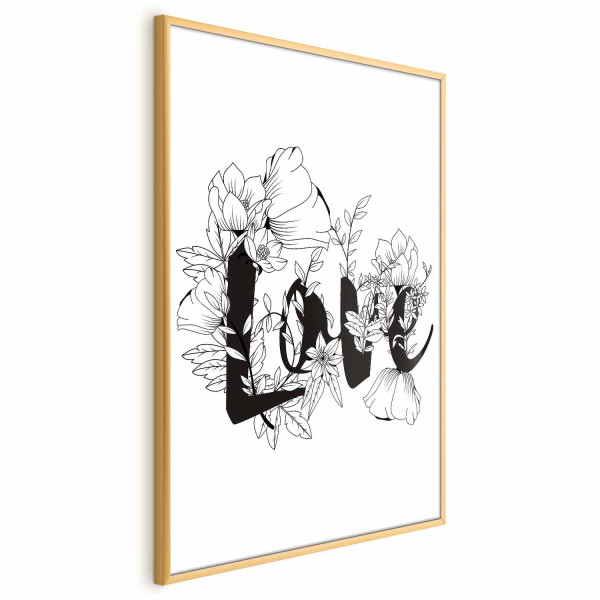 Plakat Love w kwiatach 40x60 cm 586931