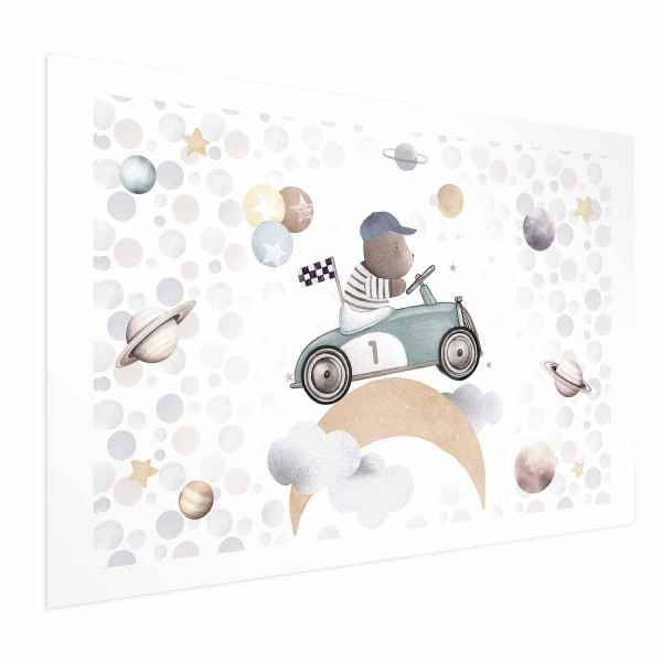 Plakat Miś w wyścigówce 90x60 cm 589241
