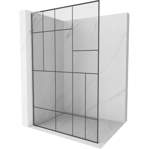 Ścianka prysznicowa Walk-in Mexen Kioto L 120 x 200 cm, czarny wzór, chrom 503639