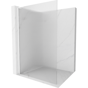 Ścianka prysznicowa Walk-in Mexen Kioto L 120 x 200 cm, prążki, biała 501143