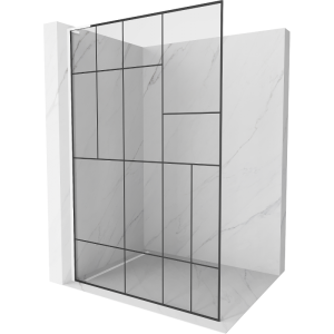 Ścianka prysznicowa Walk-in Mexen Kioto L 70 x 200 cm, czarny wzór, biała 505467 Ścianka prysznicowa Walk-in Mexen Kioto L 70 x 200 cm, czarny wzór, biała 505467