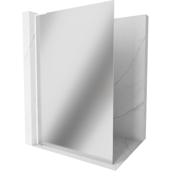 Ścianka prysznicowa Walk-in Mexen Kioto L 70 x 200 cm, lustro, biała 506608