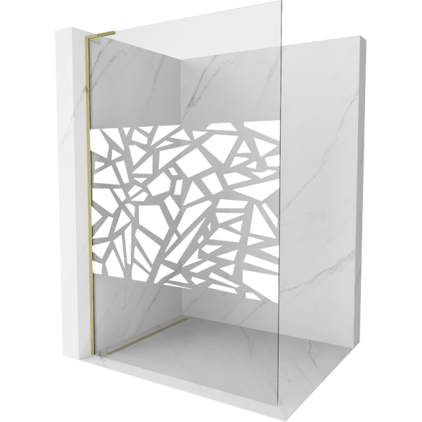 Ścianka prysznicowa Walk-in Mexen Kioto L 80 x 200 cm, biały wzór, złota 499458