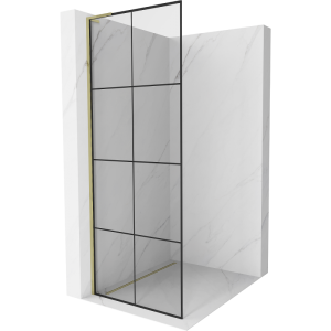 Ścianka prysznicowa Walk-in Mexen Kioto L 80 x 200 cm, czarny wzór, złota 499344