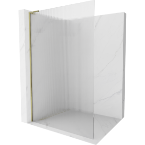 Ścianka prysznicowa Walk-in Mexen Kioto L 80 x 200 cm, prążki, złota 502744 Ścianka prysznicowa Walk-in Mexen Kioto L 80 x 200 cm, prążki, złota 502744