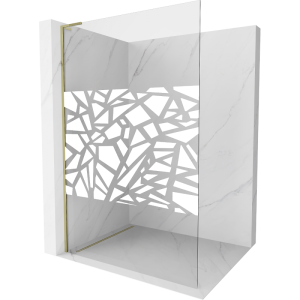 Ścianka prysznicowa Walk-in Mexen Kioto L 90 x 200 cm, biały wzór, złota 499949 Ścianka prysznicowa Walk-in Mexen Kioto L 90 x 200 cm, biały wzór, złota 499949