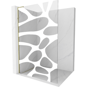 Ścianka prysznicowa Walk-in Mexen Kioto L 90 x 200 cm, biały wzór, złota 498685 Ścianka prysznicowa Walk-in Mexen Kioto L 90 x 200 cm, biały wzór, złota 498685