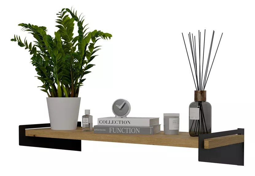 Ścienna półka na książki w stylu loft czarny + dąb artisan - Sarvon 648703