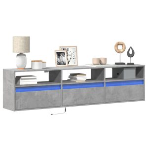 Ścienna szafka pod TV z LED szarość betonu 180x31x45 cm 867774 Ścienna szafka pod TV z LED szarość betonu 180x31x45 cm 867774